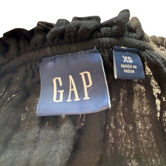 Gap 3/4 Sleeve Textured Mini Dress Women's Size XS Casual Boho Chiclook Black - Picture 6 of 7